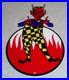 Vintage Devil Smiling + Yellow Suspenders 12 Metal Satan Evil Gasoline Oil Sign