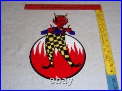 Vintage Devil Smiling + Yellow Suspenders 12 Metal Satan Evil Gasoline Oil Sign