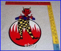 Vintage Devil Smiling + Yellow Suspenders 12 Metal Satan Evil Gasoline Oil Sign