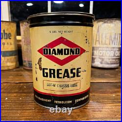Vintage Diamond Grease 5 lb Tin Can Gas & Oil Advertising Can