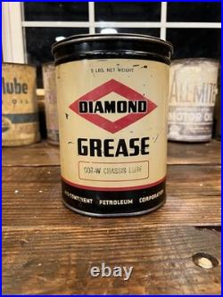 Vintage Diamond Grease 5 lb Tin Can Gas & Oil Advertising Can