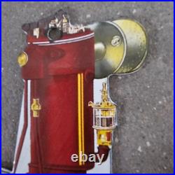 Vintage Die Cut Gas Or Ihc Old Us Gasoline Oil Gas Pump Enamel Porcelain Sign