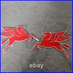 Vintage Die Cut Pegasus Old Us Gasoline Oil Gas Pump Enamel Porcelain Sign