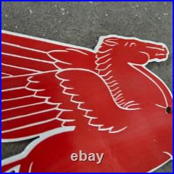 Vintage Die Cut Pegasus Old Us Gasoline Oil Gas Pump Enamel Porcelain Sign