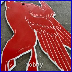 Vintage Die Cut Pegasus Old Us Gasoline Oil Gas Pump Enamel Porcelain Sign