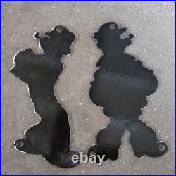 Vintage Die Cut Popeye Old Us Gasoline Oil Gas Pump Enamel Porcelain Sign