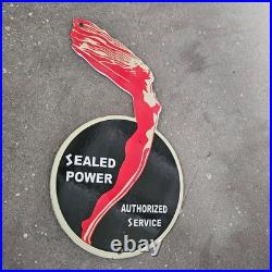 Vintage Die Cut Sealed Power Old Us Gasoline Oil Gas Pump Enamel Porcelain Sign