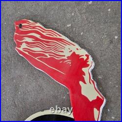 Vintage Die Cut Sealed Power Old Us Gasoline Oil Gas Pump Enamel Porcelain Sign