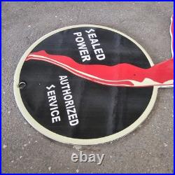 Vintage Die Cut Sealed Power Old Us Gasoline Oil Gas Pump Enamel Porcelain Sign