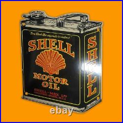 Vintage Die Cut Shell Gasoline Porcelain Gas Oil Service Station Pump Plate Sign