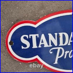 Vintage Die Cut Standard Pro Old Us Gasoline Oil Gas Pump Enamel Porcelain Sign