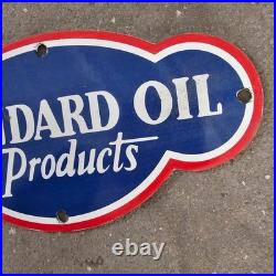 Vintage Die Cut Standard Pro Old Us Gasoline Oil Gas Pump Enamel Porcelain Sign
