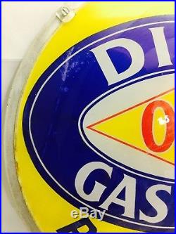 Vintage Dixie Gasoline Oils Power to Pass Gas Pump Globe Lens Mounted for Displa
