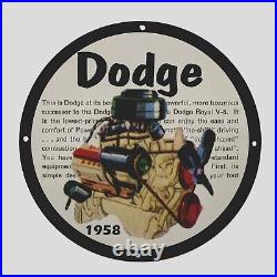 Vintage Dodge 1958 Oil Porcelain Gas Pump Sign