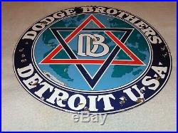 Vintage Dodge Brothers Cars Trucks Detroit 18 Porcelain Metal Gasoline Oil Sign