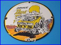 Vintage Dodge Dart Porcelain Gas Oil Chrysler Sales & Service Dealer Pump Sign