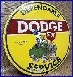 Vintage Dodge Service Porcelain Sign Gas Station Pump Plate Motor Oil Gasoline