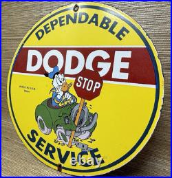 Vintage Dodge Service Porcelain Sign Gas Station Pump Plate Motor Oil Gasoline