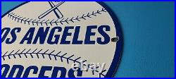 Vintage Dodgers Porcelain Los Angeles Major League Baseball Field Stadium Sign