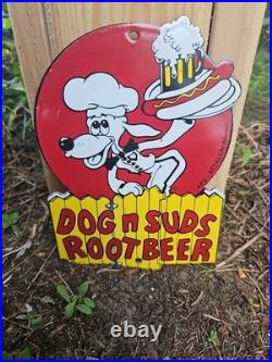 Vintage Dog N Suds Root Beer Porcelain Diner Restaurant Gas Oil Sign Vintage Dog N Suds Root Beer Porcelain Diner Restaurant Gas Oil Sign