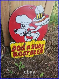 Vintage Dog N Suds Root Beer Porcelain Diner Restaurant Gas Oil Sign Vintage Dog N Suds Root Beer Porcelain Diner Restaurant Gas Oil Sign