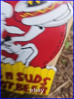 Vintage Dog N Suds Root Beer Porcelain Diner Restaurant Gas Oil Sign Vintage Dog N Suds Root Beer Porcelain Diner Restaurant Gas Oil Sign