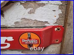 Vintage Dr Pepper Porcelain Sign Door Push Bar Soda Pop Beverage Bottle Gas Oil