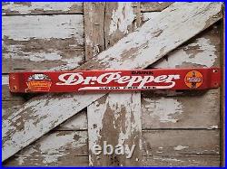 Vintage Dr Pepper Porcelain Sign Door Push Bar Soda Pop Beverage Bottle Gas Oil