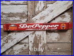 Vintage Dr Pepper Porcelain Sign Door Push Bar Soda Pop Beverage Bottle Gas Oil