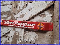 Vintage Dr Pepper Porcelain Sign Door Push Bar Soda Pop Beverage Bottle Gas Oil