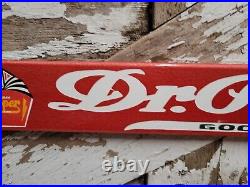 Vintage Dr Pepper Porcelain Sign Door Push Bar Soda Pop Beverage Bottle Gas Oil