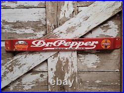 Vintage Dr Pepper Porcelain Sign Door Push Bar Soda Pop Beverage Bottle Gas Oil