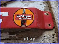 Vintage Dr Pepper Porcelain Sign Door Push Bar Soda Pop Beverage Bottle Gas Oil