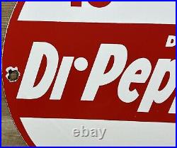 Vintage Dr Pepper Porcelain Sign Gas Station Pump Plate Coca Cola Dew Pepsi Oil