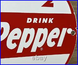 Vintage Dr Pepper Porcelain Sign Gas Station Pump Plate Coca Cola Dew Pepsi Oil