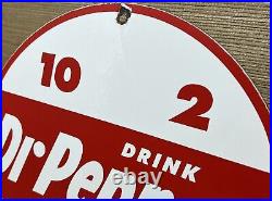 Vintage Dr Pepper Porcelain Sign Gas Station Pump Plate Coca Cola Dew Pepsi Oil