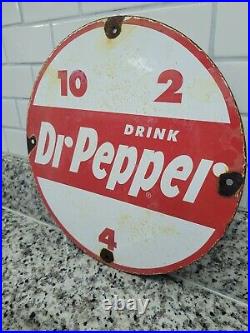 Vintage Dr Pepper Porcelain Sign Gas Station Soda Pop Signage Oil Food Store