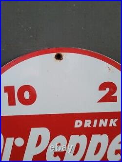 Vintage Dr Pepper Porcelain Sign Old Soda Beverage Advertising Drink Pop Gas Oil