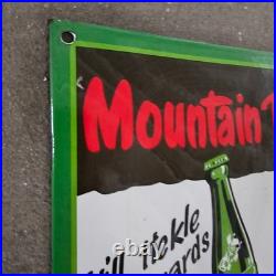 Vintage Drink Mountain Dew Old Us Gasoline Oil Gas Pump Enamel Porcelain Sign