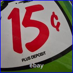 Vintage Drink Mountain Dew Old Us Gasoline Oil Gas Pump Enamel Porcelain Sign