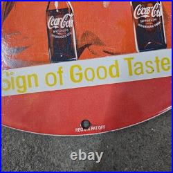 Vintage Drink Red Coca Old Us Gasoline Oil Gas Pump Enamel Porcelain Sign