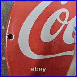 Vintage Drink Red Coca Old Us Gasoline Oil Gas Pump Enamel Porcelain Sign