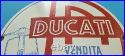 Vintage Ducati Porcelain Automotive Motorcycle Gas Oil Vendita Assistenza Sign