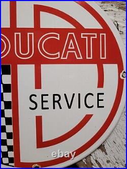 Vintage Ducati Porcelain Sign Gas Oil Italian Motorcycle Dealer Advertising Bike