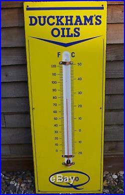 Vintage Duckhams Oil Enamel Sign Thermometer. Vintage Garage. Enamel Sign