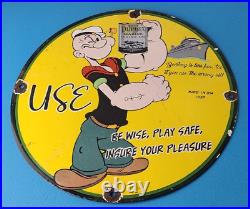 Vintage Duplex Marine Oil Sign Popeye Gas Service Display Ad Porcelain Sign