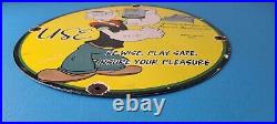 Vintage Duplex Marine Oil Sign Popeye Gas Service Display Ad Porcelain Sign