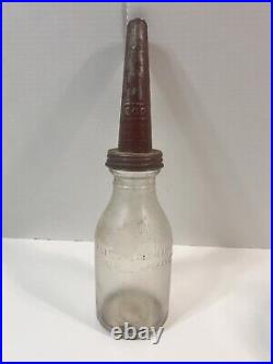 Vintage ECO Canada Glass Motor Oil Bottle Imperial Quart with Spout Gas Station