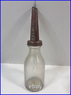 Vintage ECO Canada Glass Motor Oil Bottle Imperial Quart with Spout Gas Station