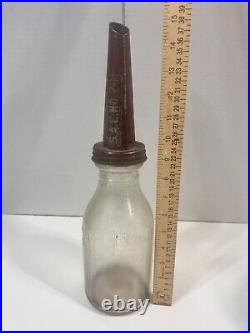 Vintage ECO Canada Glass Motor Oil Bottle Imperial Quart with Spout Gas Station